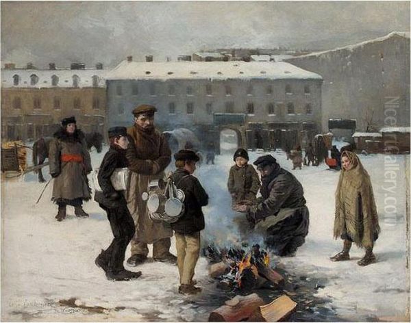 A Winter's Day, Warsaw Oil Painting by Zofia Stankiewicz