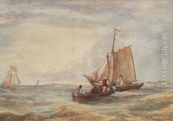 Off The Norfolk Coast Oil Painting by Alfred Stannard