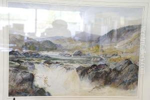 River Landscape In North Wales Oil Painting by Alfred Stevens