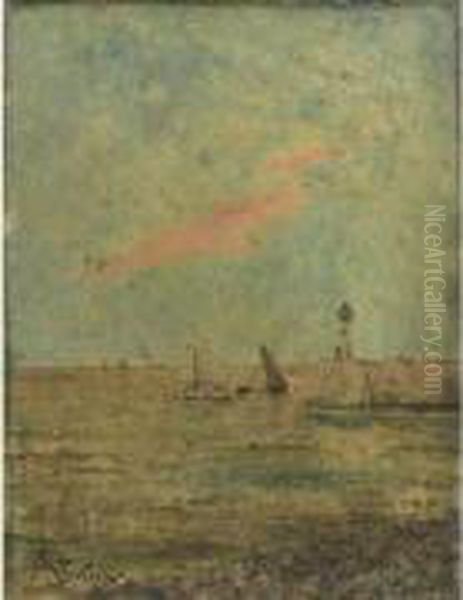 Voiliers A L'entree Du Port Oil Painting by Alfred Stevens