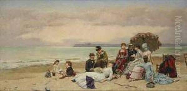 Sur La Plage Oil Painting by J. Stewart