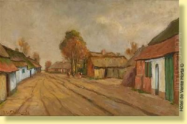 Troupeau Dans Un Village Oil Painting by Pieter Stobbaerts
