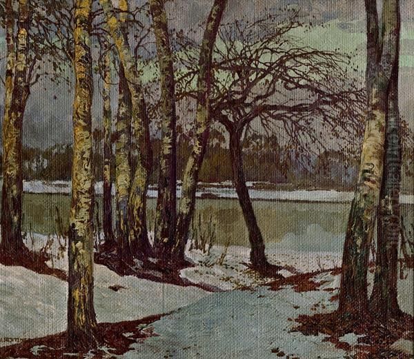 Landschaft Oil Painting by Josef Stoitzner