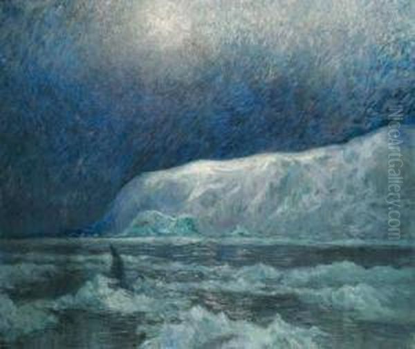 Night Effect In Daytime, Bowdoin Bay, Greenland Oil Painting by Frank Wilbert Stokes