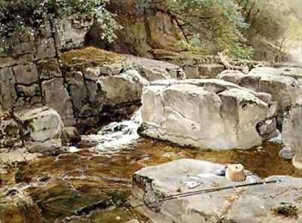 Rocks on the Greta Oil Painting by Myles Birket Foster