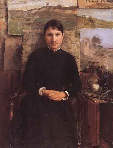 Portrait de Mme Petitjean (Portrait of Madame Petitjean) Oil Painting by Emile Friant