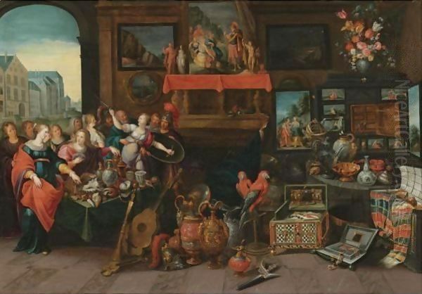 Achilles among the daughters of Lycomedes Oil Painting by Frans the younger Francken