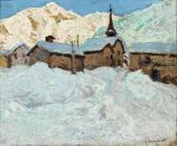Village Sous La Nei Oil Painting by Alfred Swieykowski