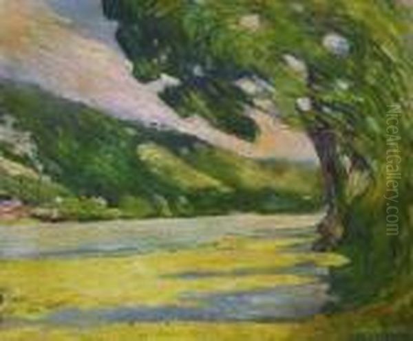 Paysage Avec La Riviere Oil Painting by Alfred Swieykowski