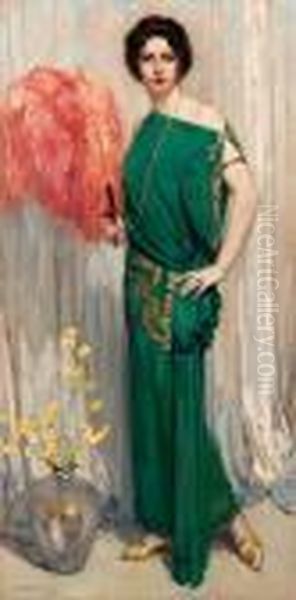 Signora In Verde Oil Painting by Philippe Swyncop