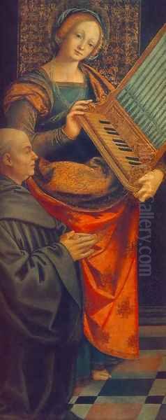 St Cecile with the Donator and St Marguerite 2 Oil Painting by Gaudenzio Ferrari