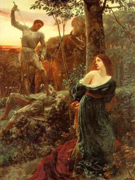 Dicksee Chivalry Oil Painting by Dicksie Frank
