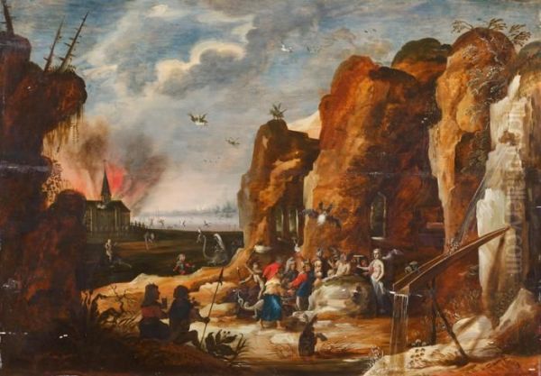 Der Heilige Vor Felsgrotten Oil Painting by David The Elder Teniers
