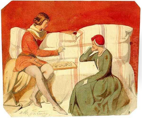 Game of draughts Oil Painting by Mariano Jose Maria Bernardo Fortuny y Carbo