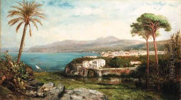 An Italian Coastal Scene Oil Painting by Pierre-Henri-Theodore Tetar van Elven