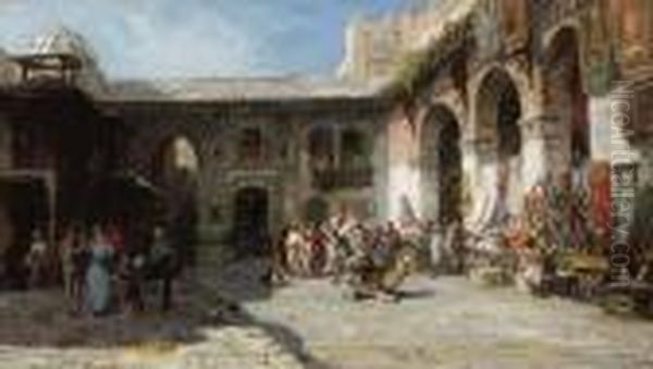 At The Market Oil Painting by Pierre-Henri-Theodore Tetar van Elven