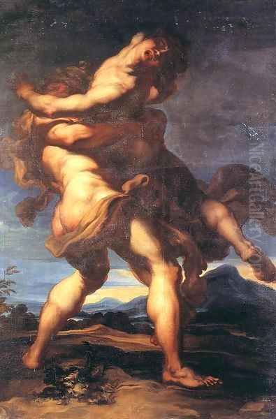 Hercules and Antaeus 2 Oil Painting by Gregorio de Ferrari