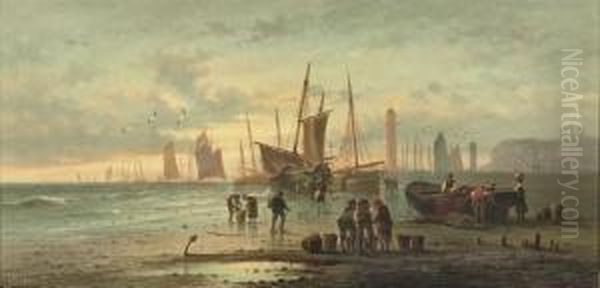 Waiting For The Tide, Whitby Oil Painting by Louis Timmermans