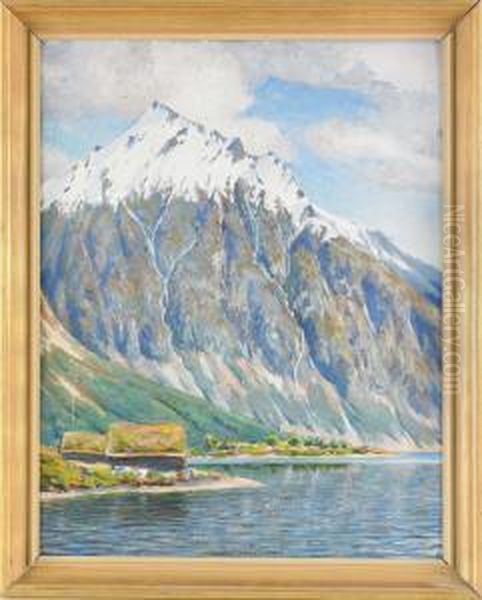 Tillskriven: Fjordlandskap, Otydlig Signatur Oil Painting by Karl Tiren