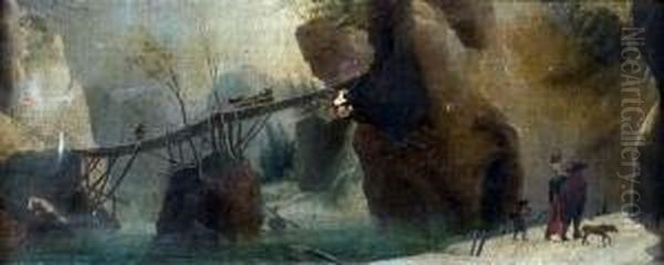Paesaggio Montuoso Dell'italia Settentrionale Con Ponticello Oil Painting by Lodovico Pozzoserrato (see Toeput, Lodewijk)