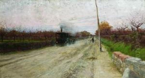 Sulla Via Di Fornaceta (1880-1883) Oil Painting by Adolfo Tommasi