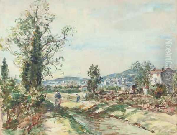 The canal, Antibes Oil Painting by William Mark Fisher
