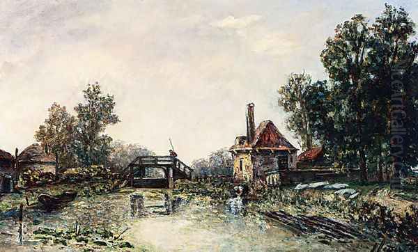 A Washerwoman By A Water-Mill Oil Painting by Josephine Fesser