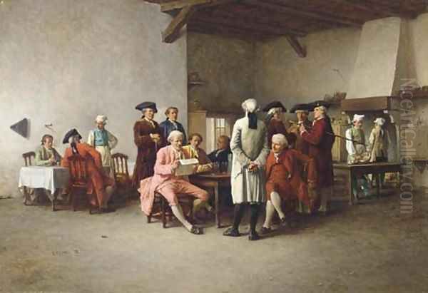 The Clubroom Oil Painting by Benjamin Eugene Fichel