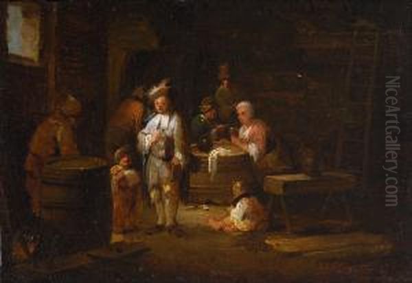 In Der Dorfschenke Oil Painting by Johann Georg Trautmann