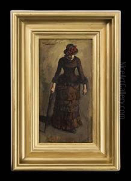 Dame Mit Schirm Oil Painting by Wilhelm Heinrich Trutbner