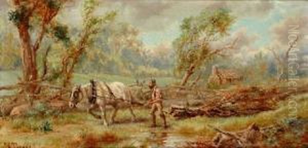 Fence Repairs Oil Painting by James Alfred Turner