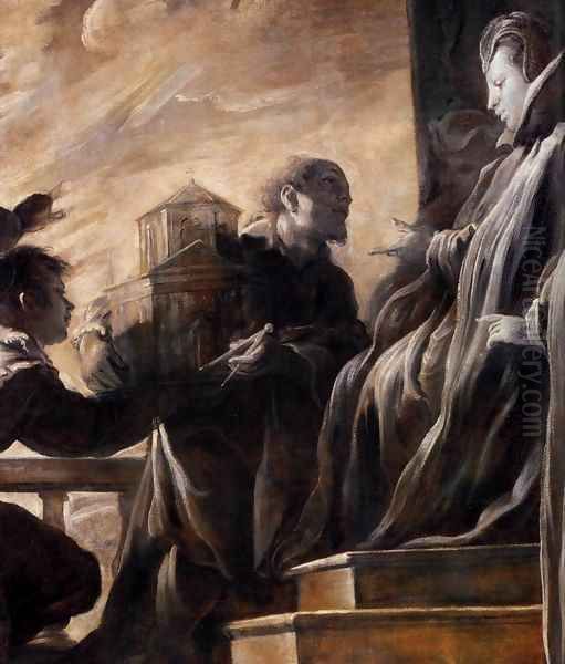 Margherita Gonzaga Receiving the Model of the Church of St Ursula (detail) Oil Painting by Domenico Feti