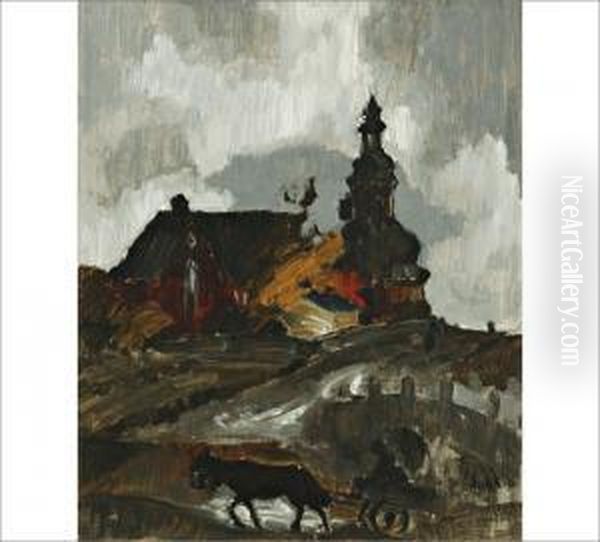 Carriage On Way To The Church Oil Painting by Ragnar Ungern