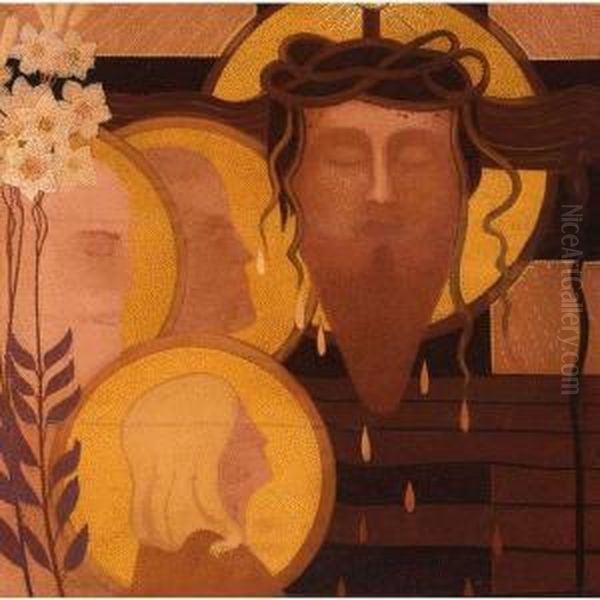 Christ Surrounded By Angels Oil Painting by Henri Van Daalhoff