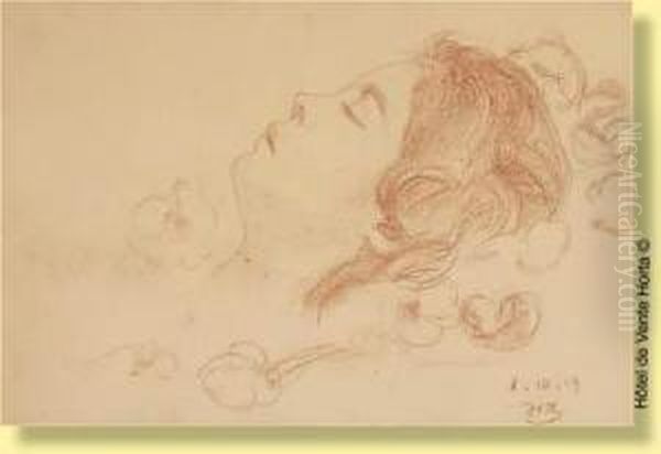 Femme-fleur Oil Painting by Jean Van Den Eeckhoudt