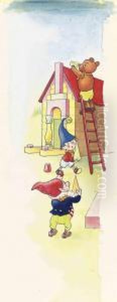 Noddy, Big-ears And Mr Tubby Oil Painting by Harmsen Van Der Beek