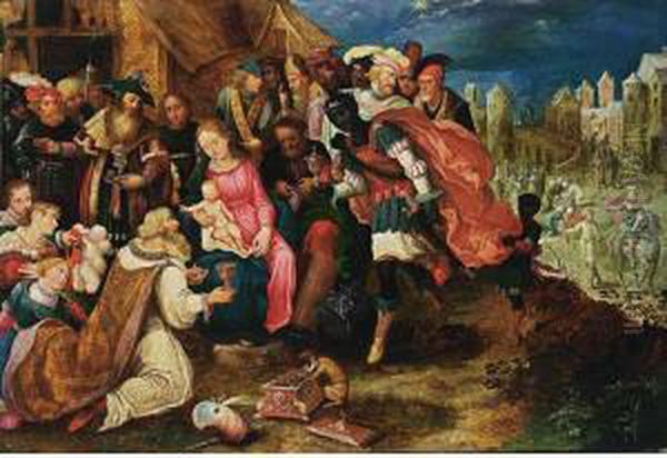 The Adoration Of The Magi Oil Painting by Jan van den Hoecke