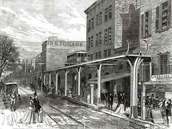 Elevated Railway in Greenwich Street New York Oil Painting by Stanley Fox