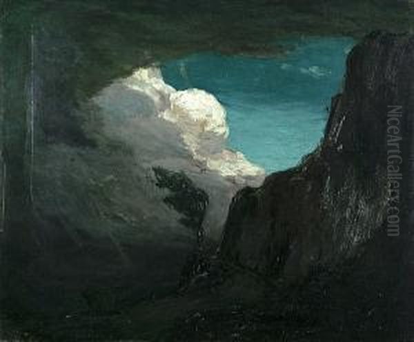Mountain Landscape With Rolling Clouds Oil Painting by Dearing Van Perrine