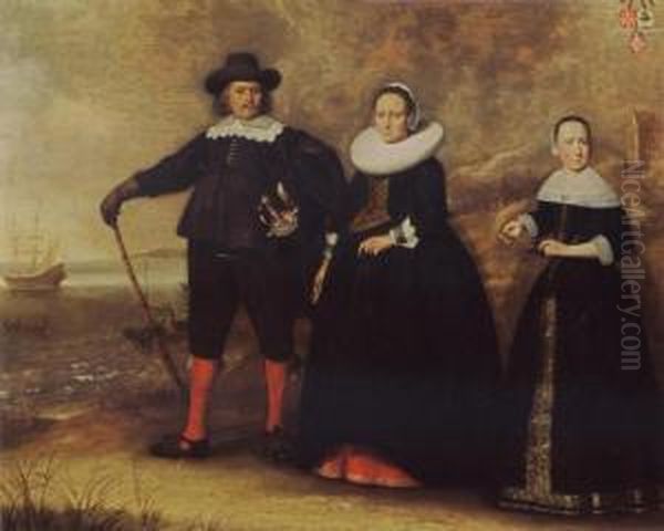 Family Portrait Of Possibly Otto Van Vollenhoven Oil Painting by Dirck Verhaert