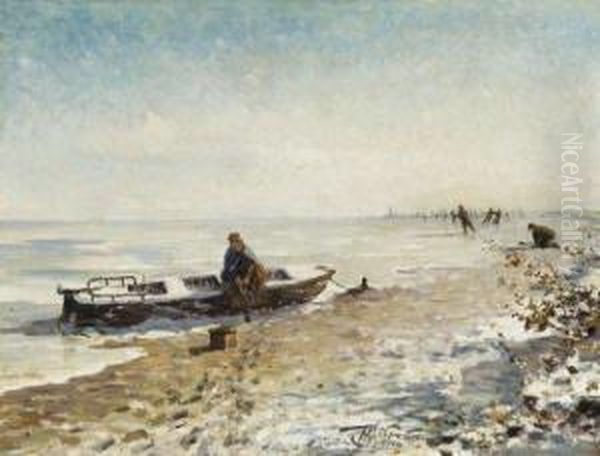 Hiver, Les Patineurs Oil Painting by Henri van Seben