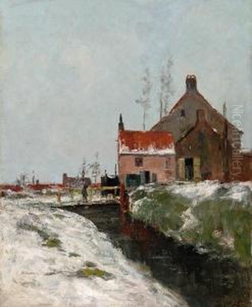 House On A Canal Oil Painting by Louis Willem Van Soest