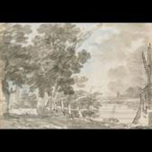Landscape Sketch Oil Painting by John Jnr. Varley