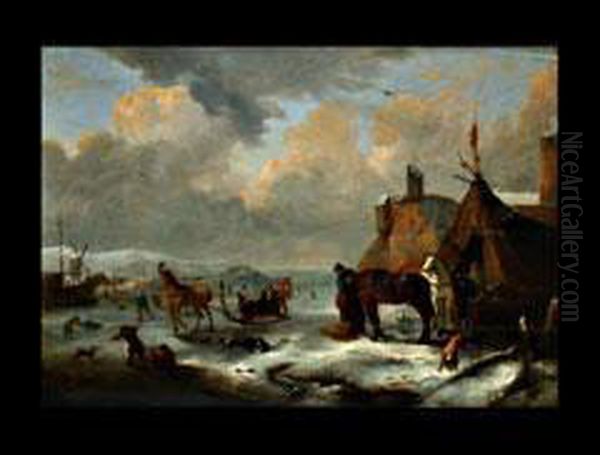 Hollandische Winterliche Landschaft Oil Painting by Andries Vermeulen