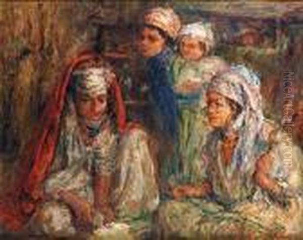 La Famille Oil Painting by Edouard Verschaffelt