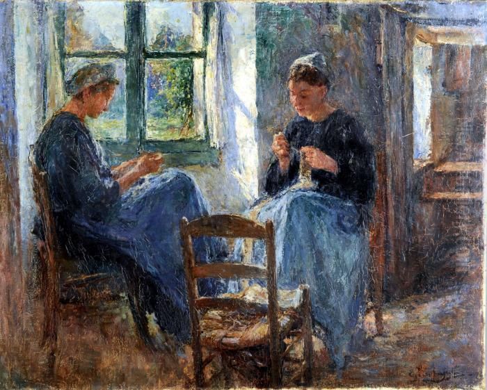 Les Couturieres Oil Painting by Edouard Verschaffelt