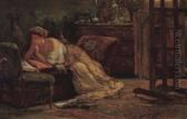 In Het Atelier Oil Painting by Edouard Verschaffelt