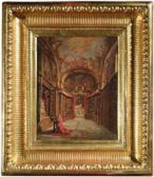 Kapelleninterieur Mit Einem Betenden Kardinal Oil Painting by Frans Vervloet