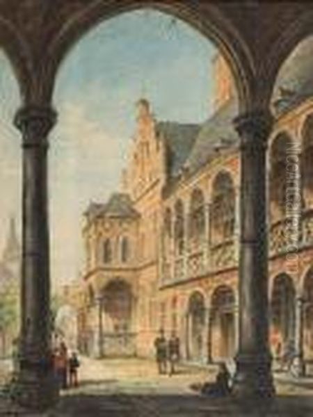 Palais En Italie. Oil Painting by Frans Vervloet