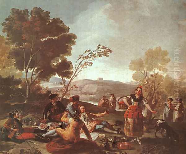 Picnic On The Banks Of The Manzanares Oil Painting by Francisco De Goya y Lucientes